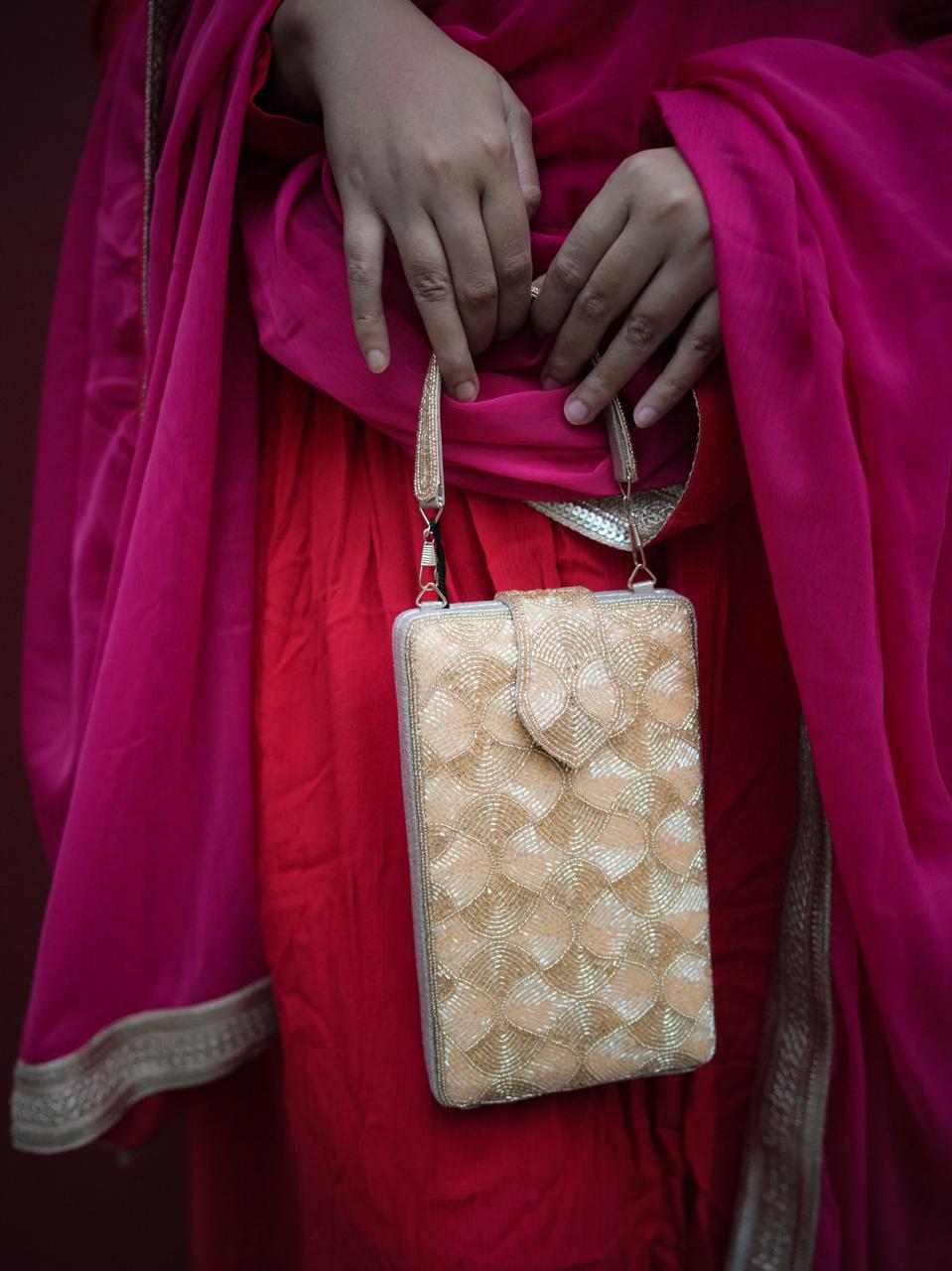 Noor Gold Box Clutch
