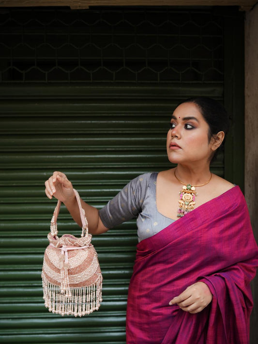 Moti Leher Rose Gold Potli