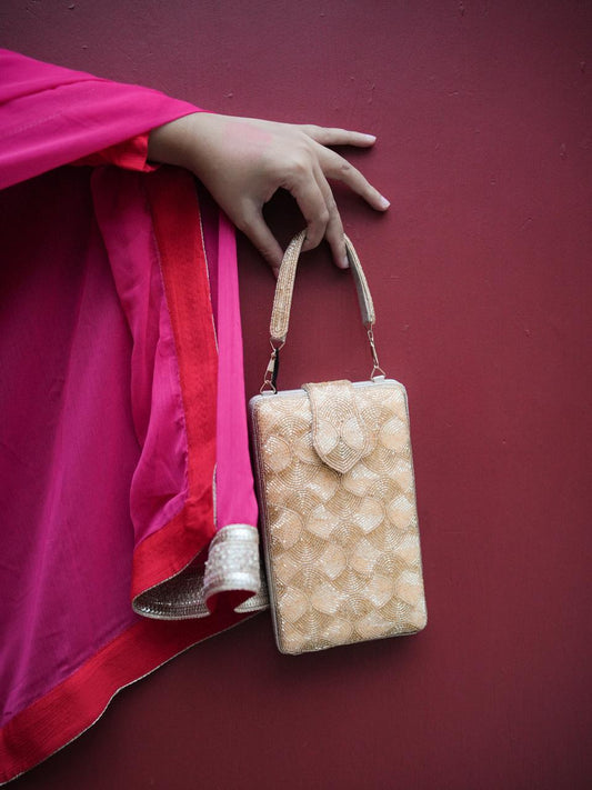Noor  Light Gold  Box Clutch