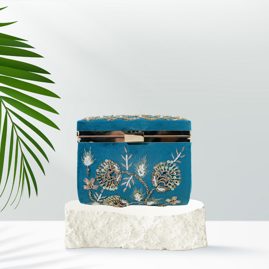 Heritage Matka Ocean Green Box Clutch